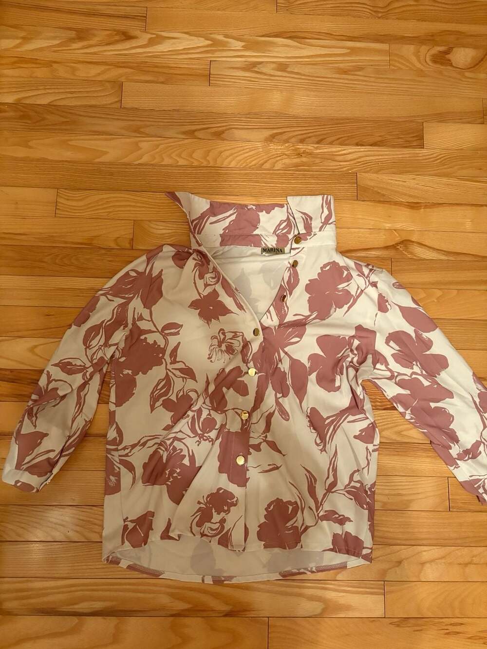 Marina Floral Print Long Sleeve Collared Button-Up Blouse